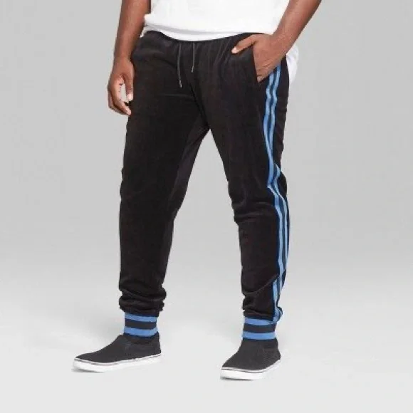 Original Use Mens 5XB Tall Velour Ribbed Trim Black Activewear Pants - Picture 2 of 3